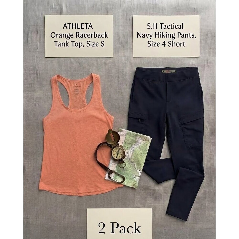 2 PACK LOT! Athleta S Bright Coral Tank Top NWOT, Women's 5.11 Tactical Pants 4S